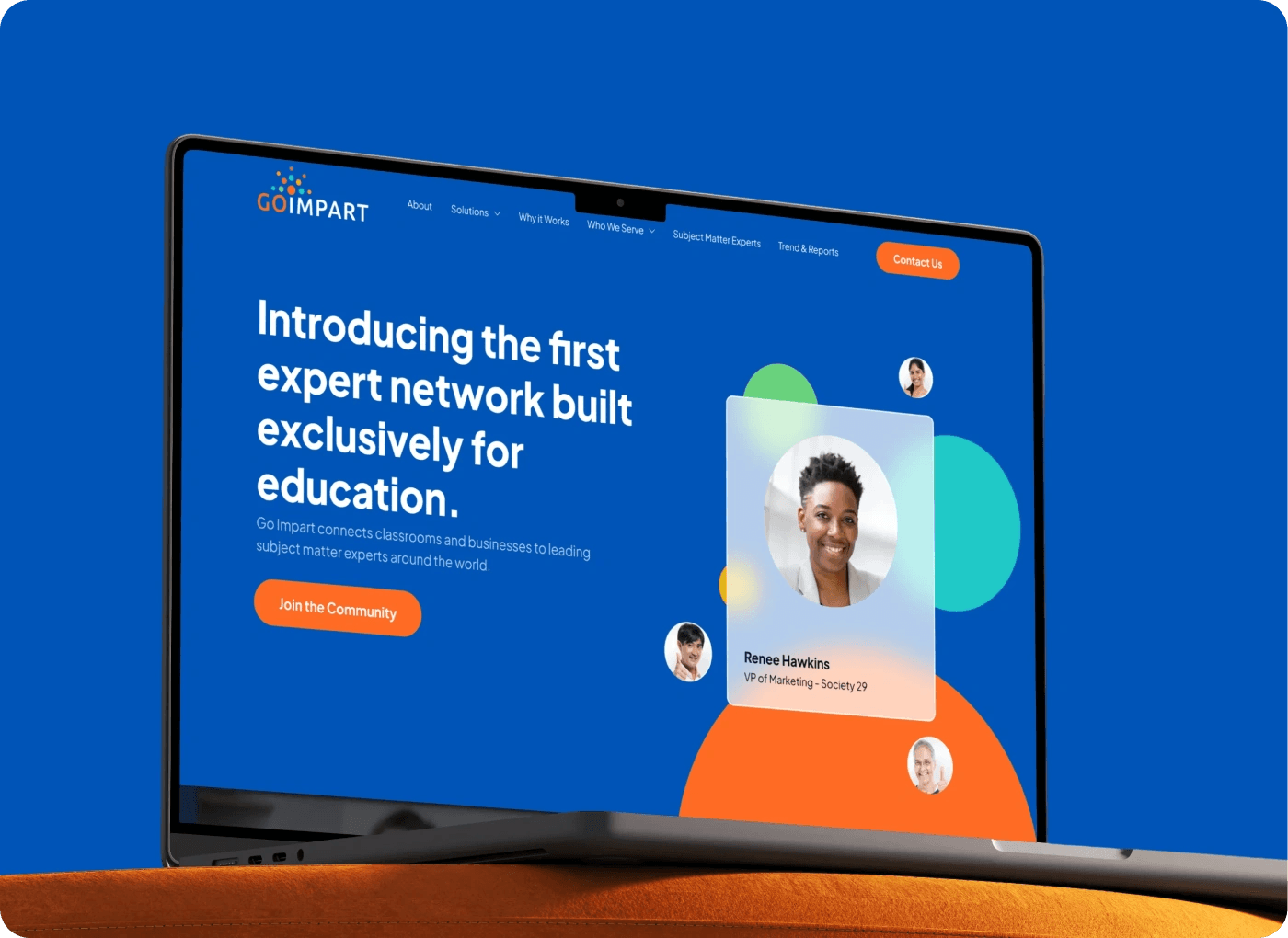 GoImpart website on a laptop: Introducing the first expert network built exclusively for education