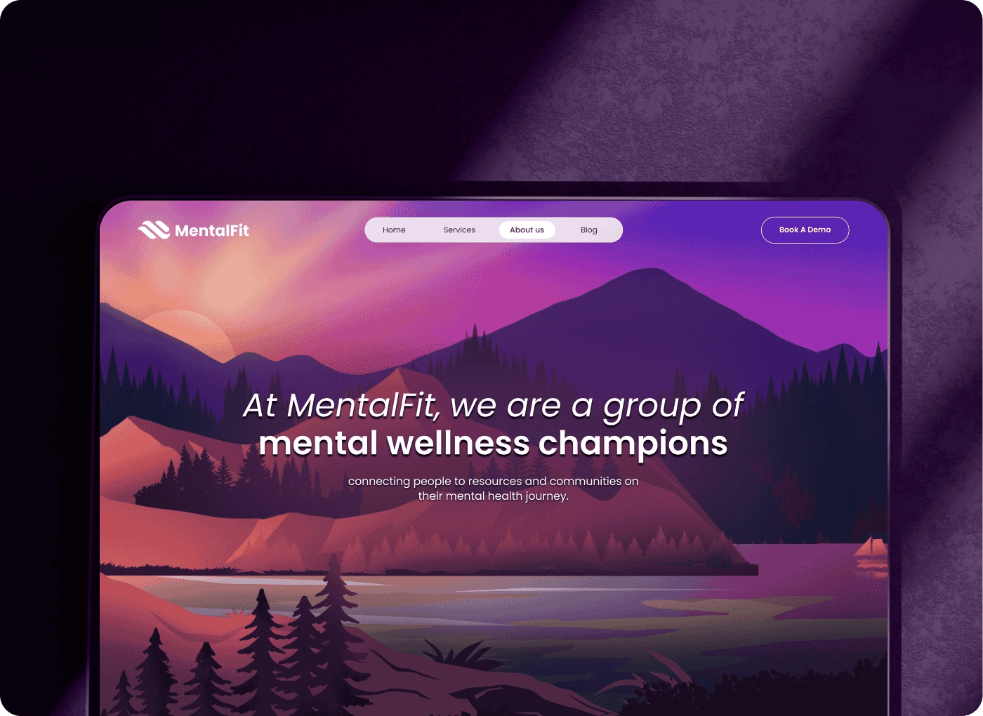 MentalFit website on a laptop: At MentalFit, we are a group of mental wellness champions