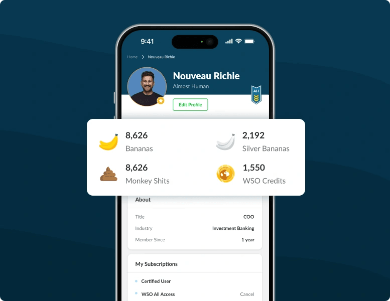 Wall Street Oasis member profile with bananas and WSO credits