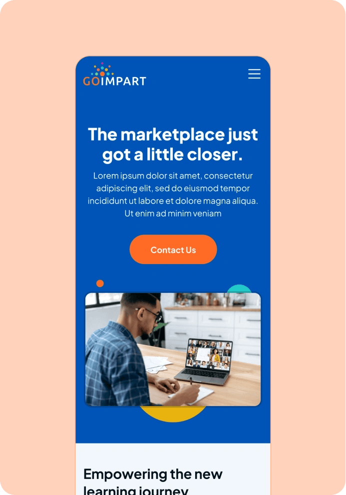 GoImpart website on a phone: The marketplace just got a little closer