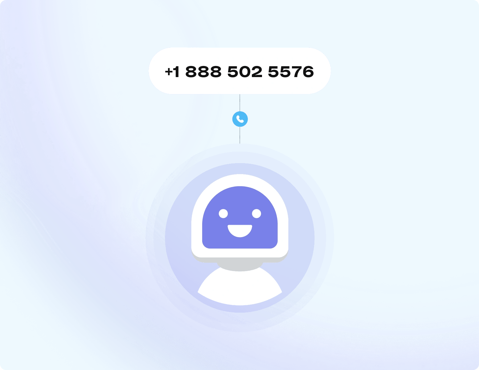 AIVA virtual agent icon under the test call phone number