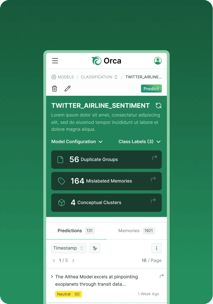 Orca model view on a phone