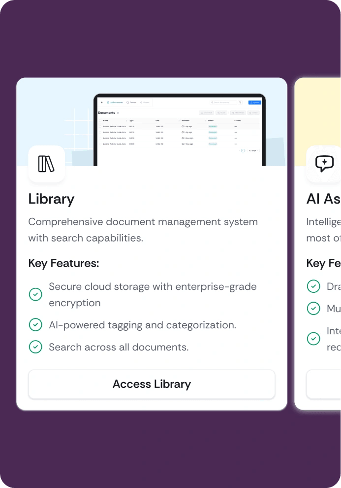 Irys library and AI assistant feature cards