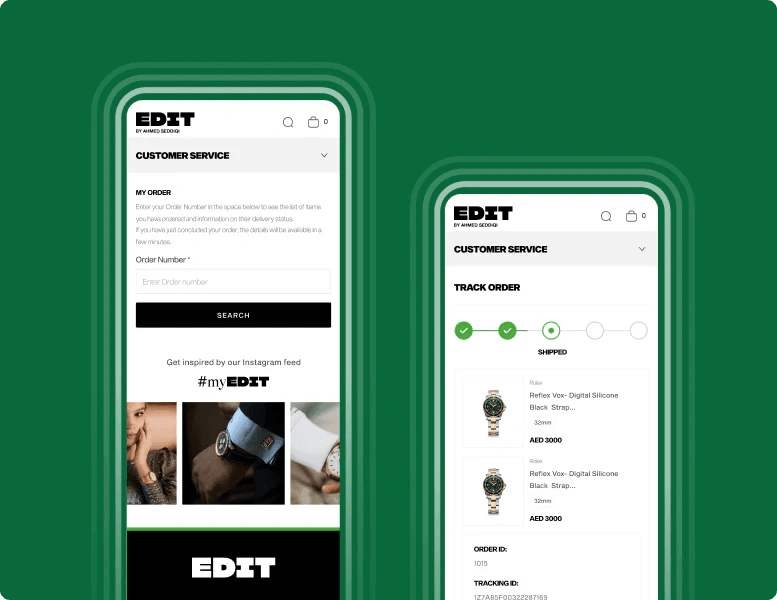 EDIT mobile customer service and order tracking