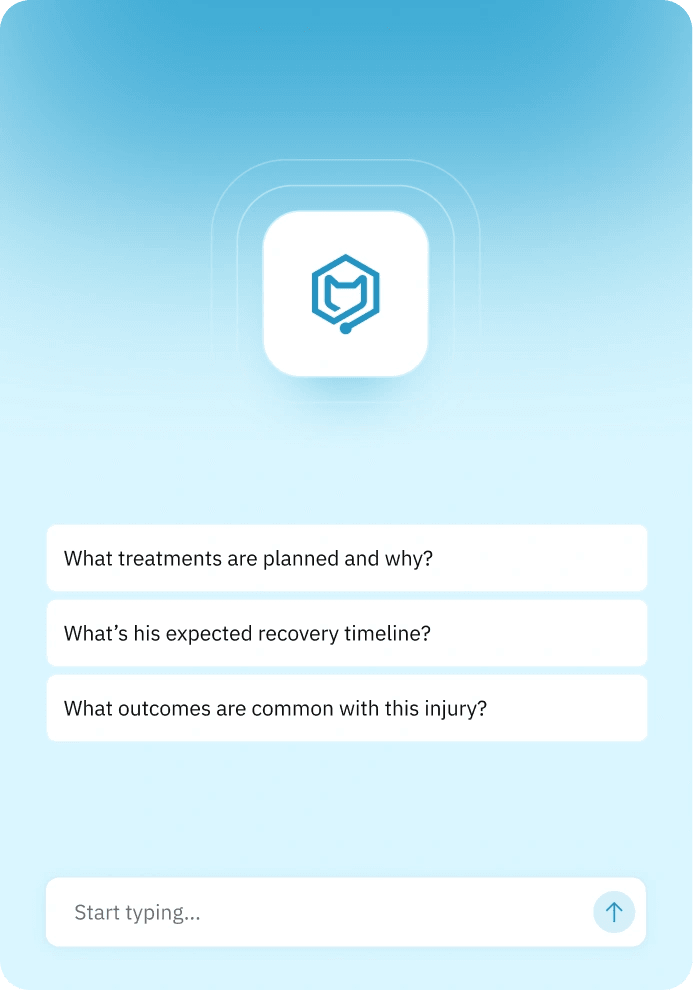 Bast AI chat with suggested questions about treatment and recovery