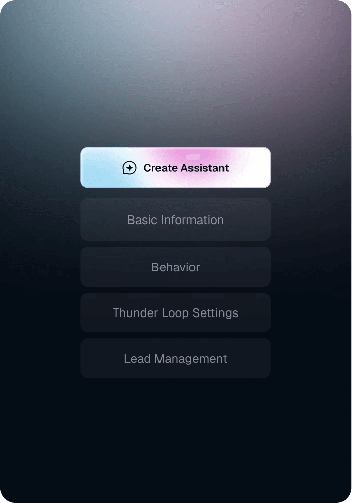 Zian AI assistant setup: behavior, Thunder Loop settings and lead management