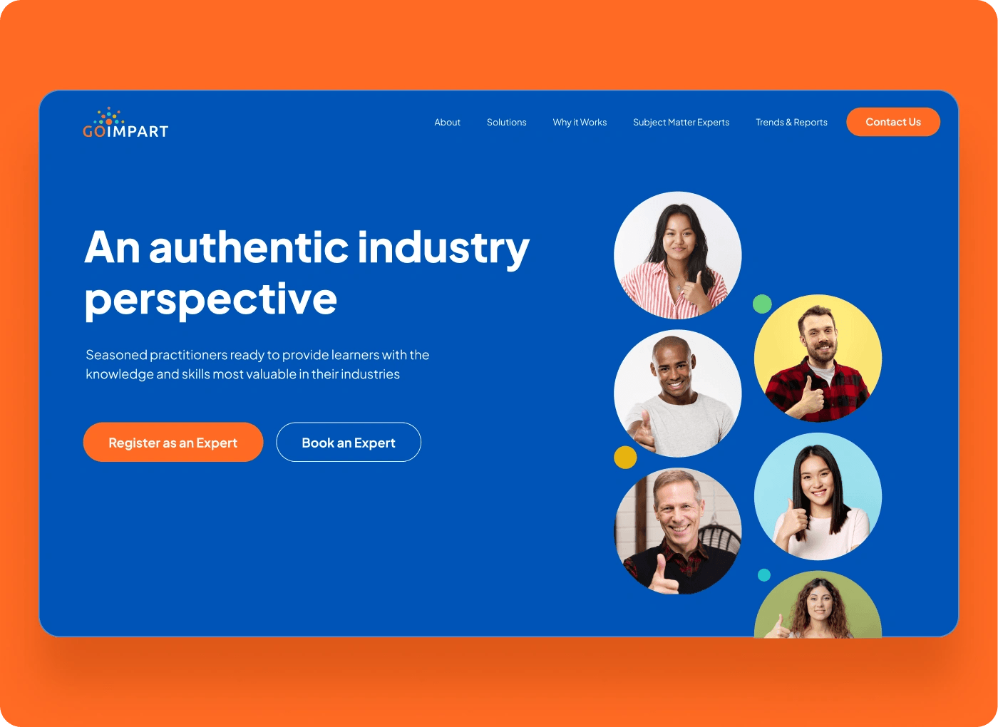 GoImpart section: An authentic industry perspective, with expert portraits