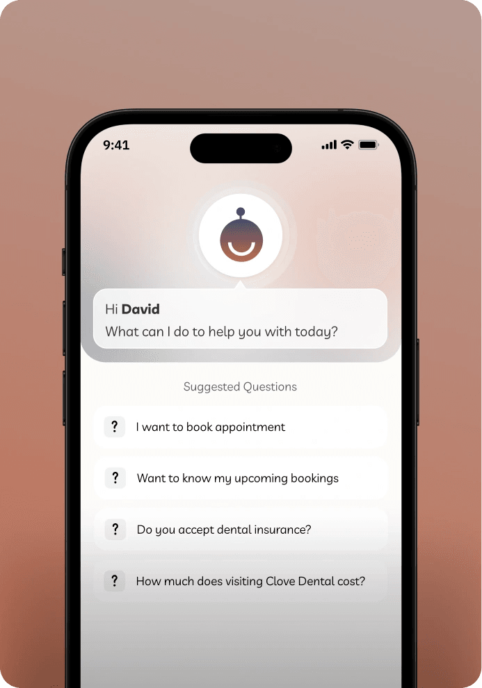 Clove AI support chat with suggested questions