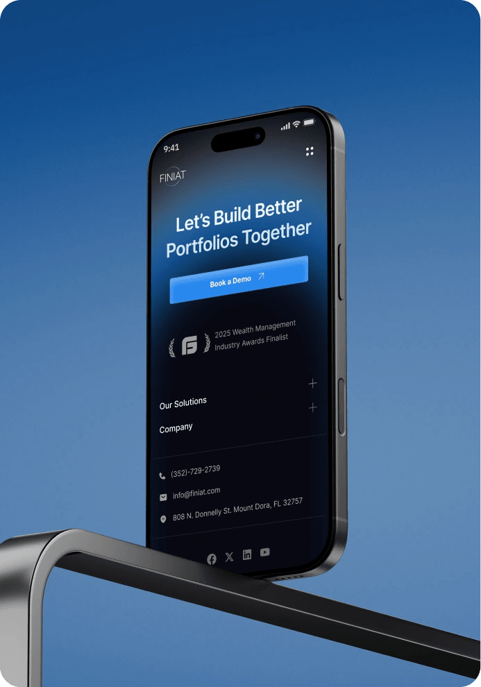 FINIAT page on a phone: Let's Build Better Portfolios Together
