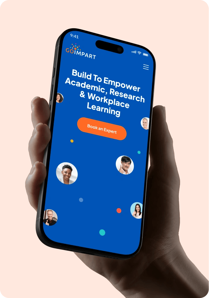 GoImpart site on a phone: Build To Empower Academic, Research & Workplace Learning