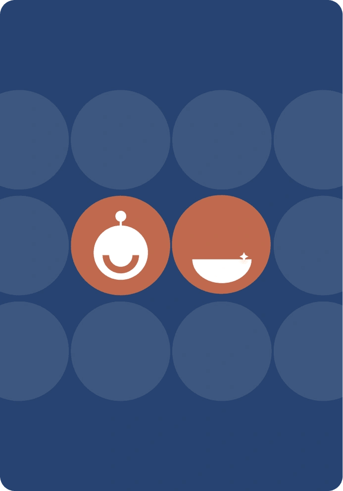 Clove brand pattern in navy and terracotta