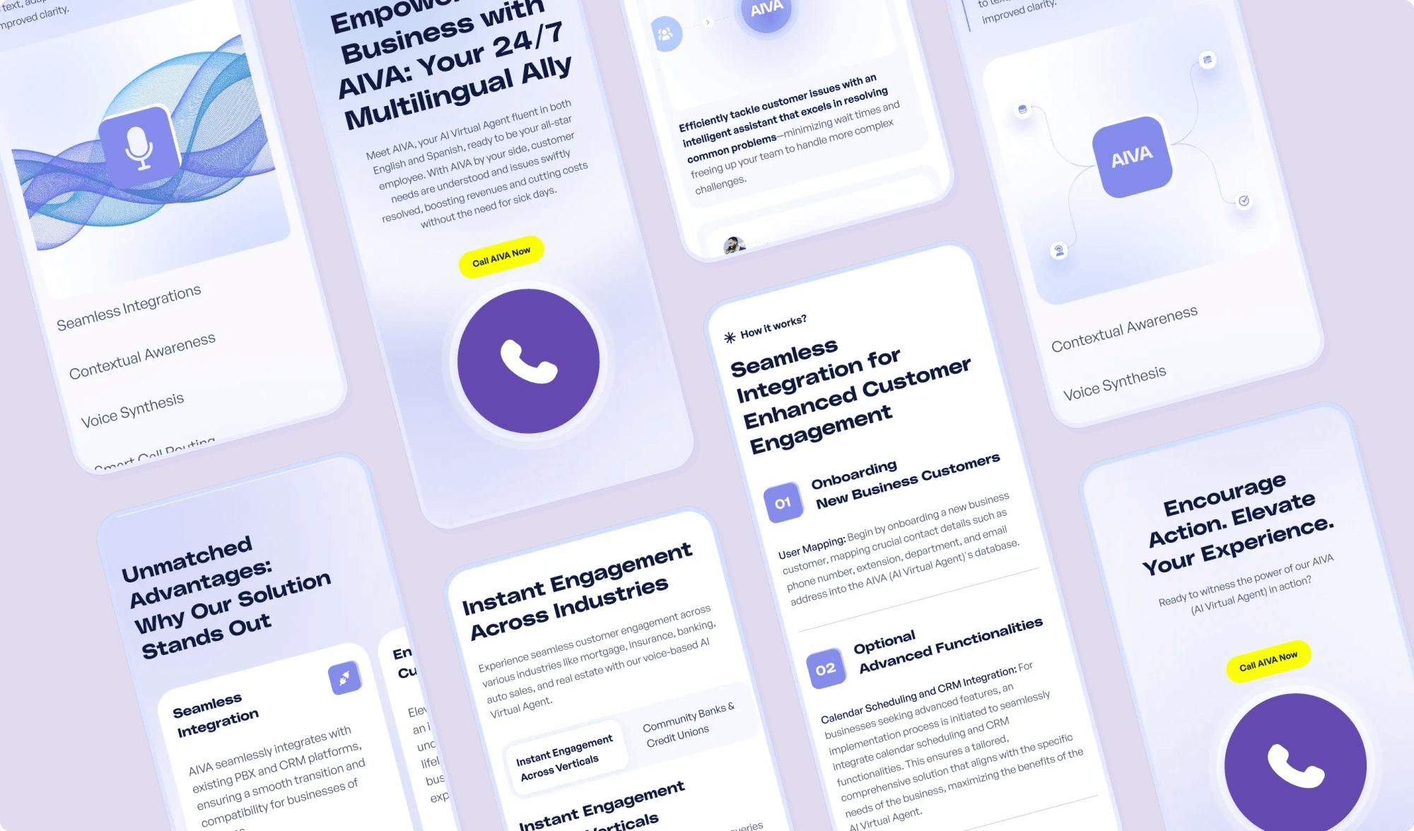 AIVA mobile pages with the call button