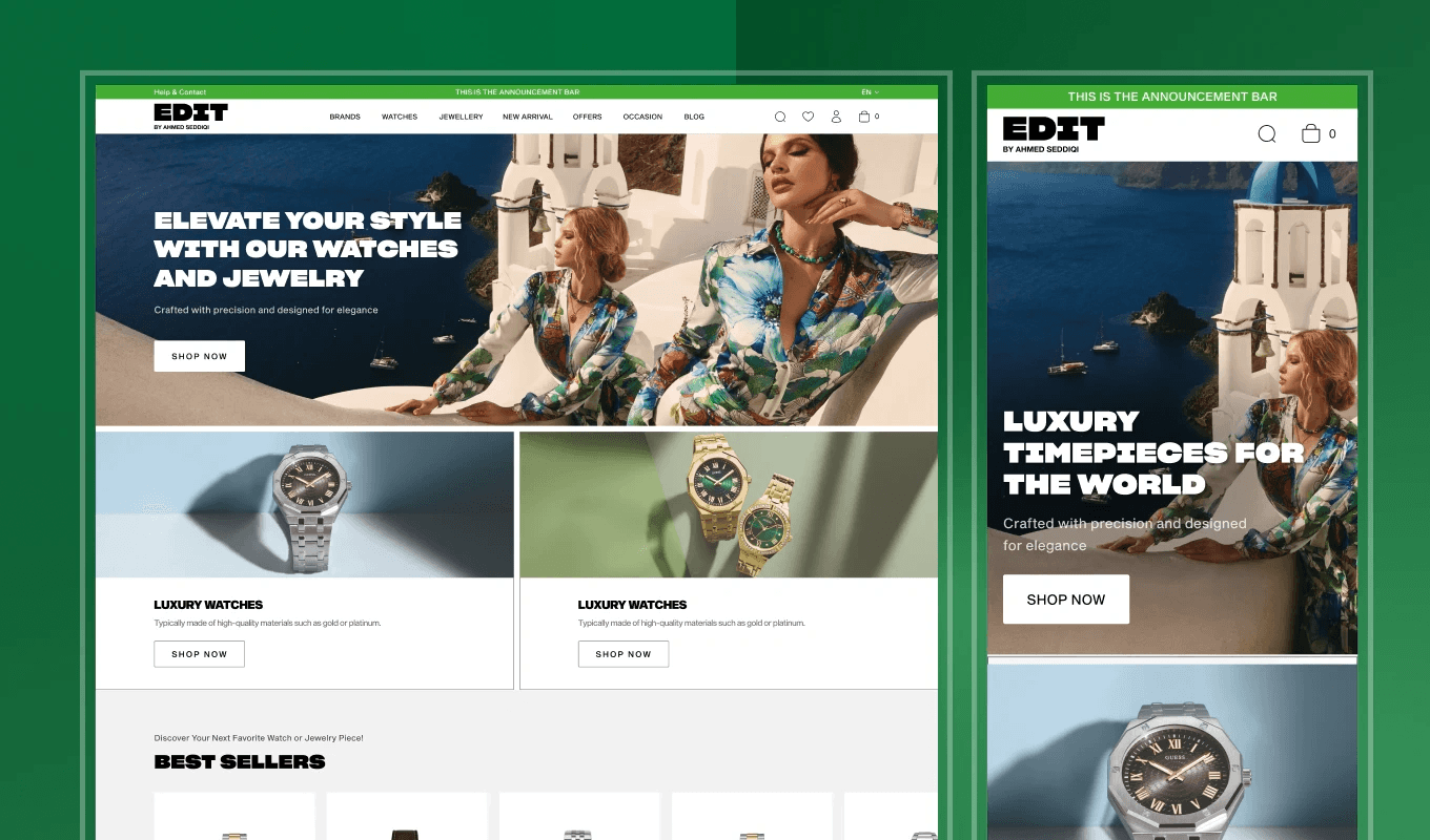EDIT homepage on desktop and mobile