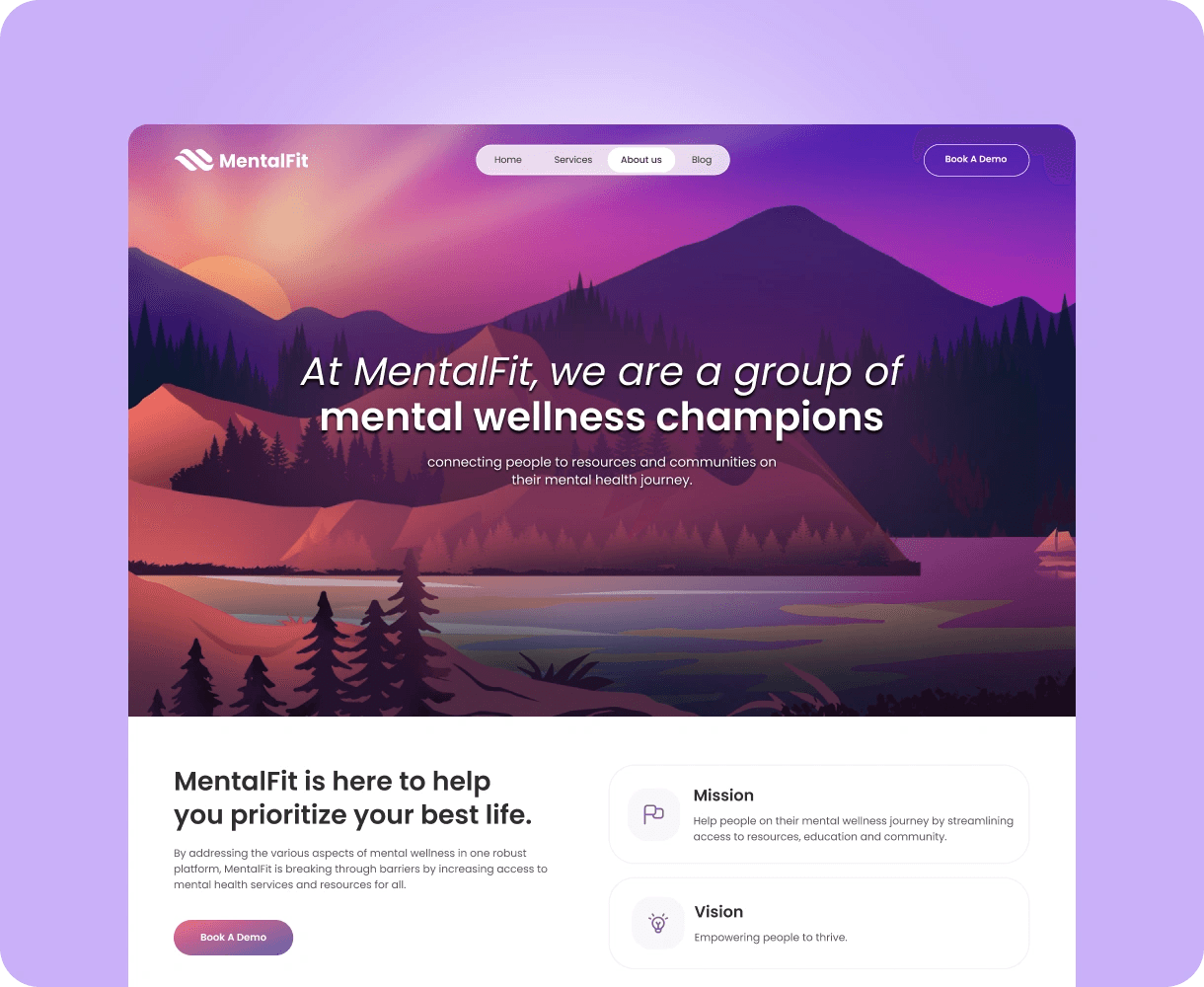 MentalFit website hero: At MentalFit, we are a group of mental wellness champions.