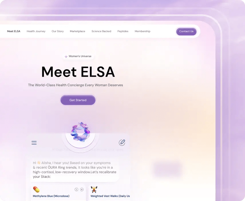 Metapause website hero introducing ELSA, a health concierge for women.